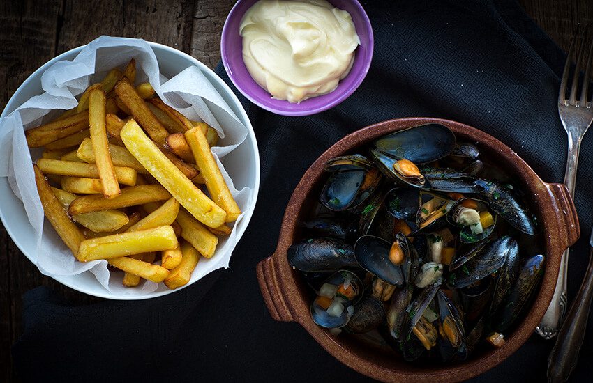 Muscheln mit Pommes Frites